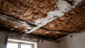 Sufit z trzciny remont